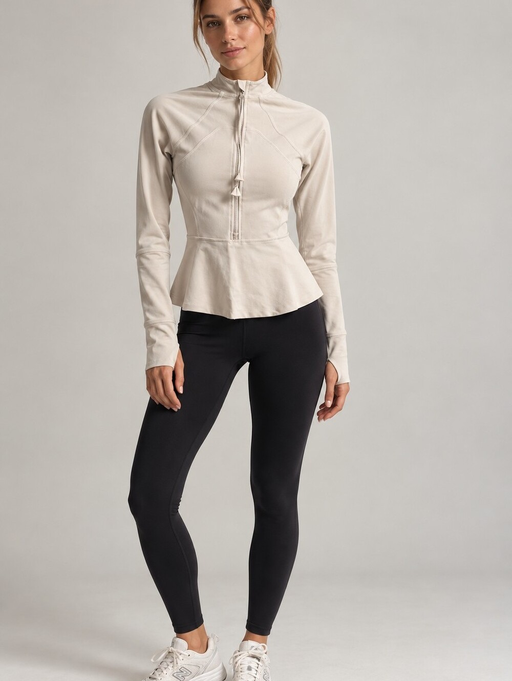 lululemon athletica Cream Peplum Zip-Back Jacket